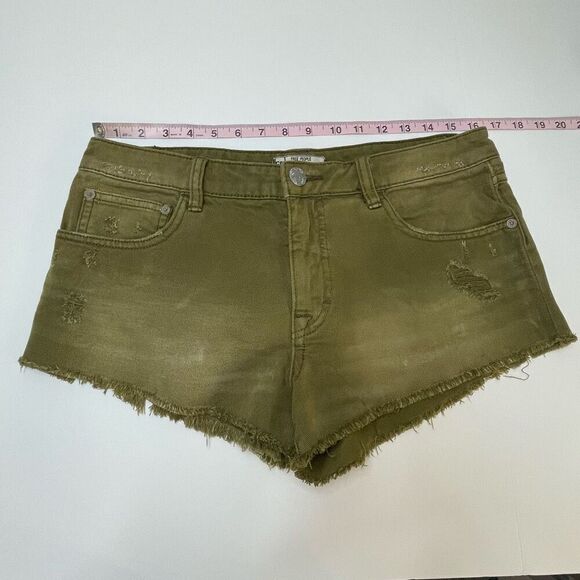 Free People High Rise Irreplaceable Shorts Women's Size 27 Army Green Denim - Picture 5 of 10